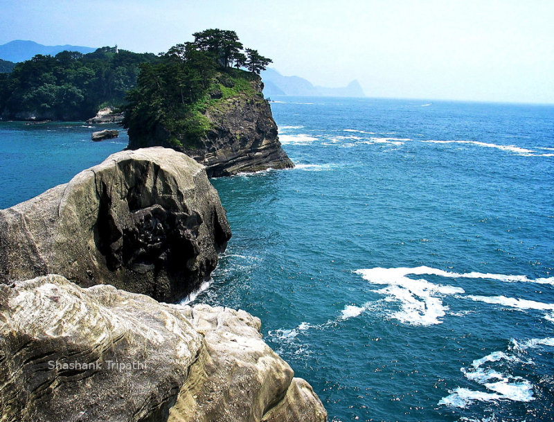 Ocean picture of rocks on the Izu Peninsula in Japan.  