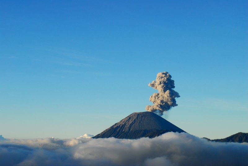 Photograph of Mount Semeru on Java in Indonesia.