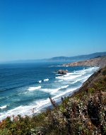 long rolling waves on the coast of northern california.