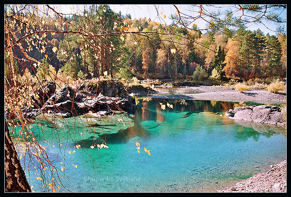 Swimming pool, swimming hole, turquoise color, nature picture.