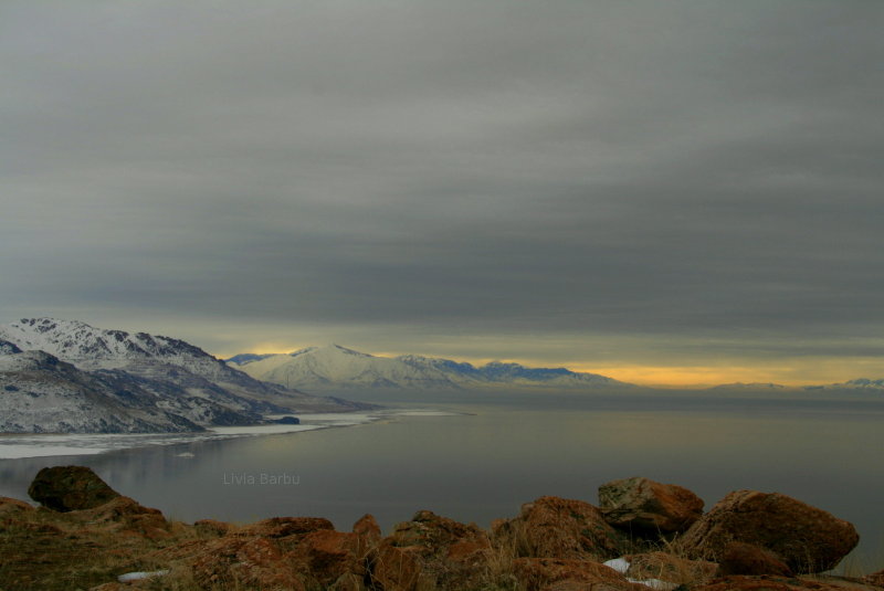 Beautiful lake photograph.  Winter scene.