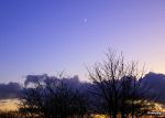 Moonrise, sunset over Somerset, England.