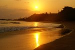 Beach in Gokarna, India.  Surfing.