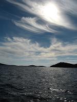 Clouds and lakes.  Wasps, hornet killer.  Nature picture.