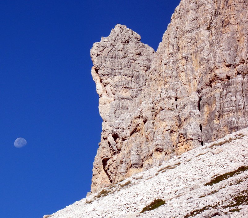 Moon over Lavaredo in Italy