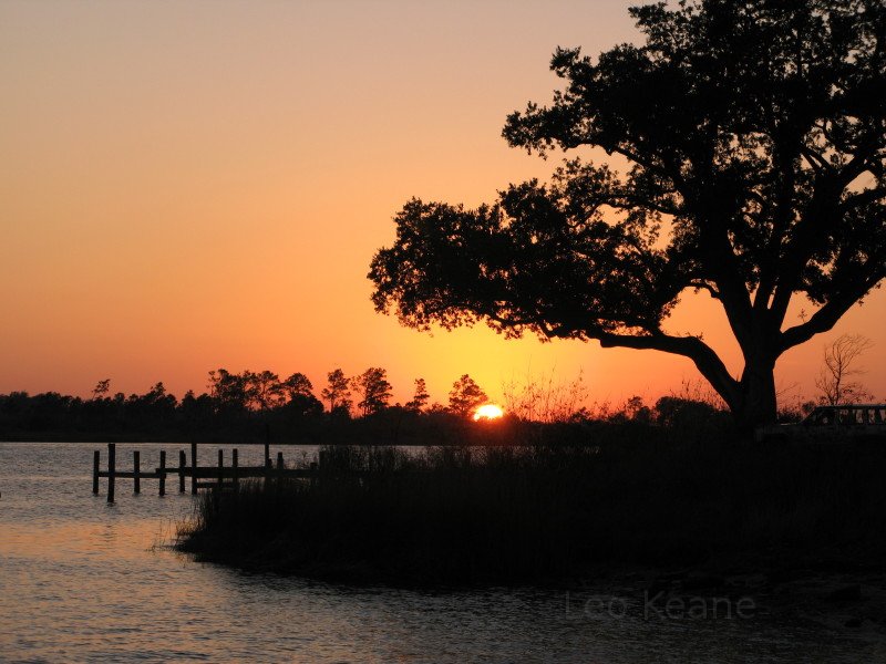 Sunset and fishing at Back Bay, Biloxi, Mississippi