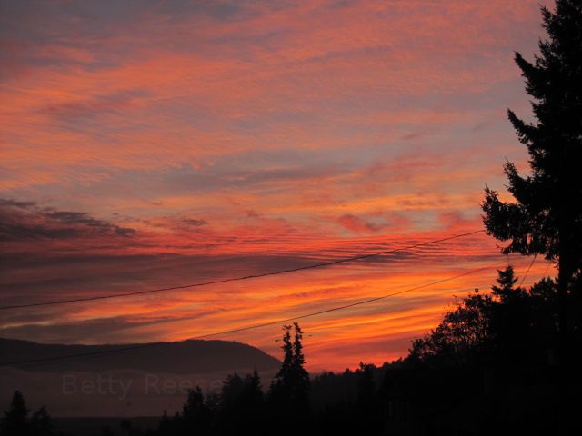 Red sunrise over Cowichan Bay, BC