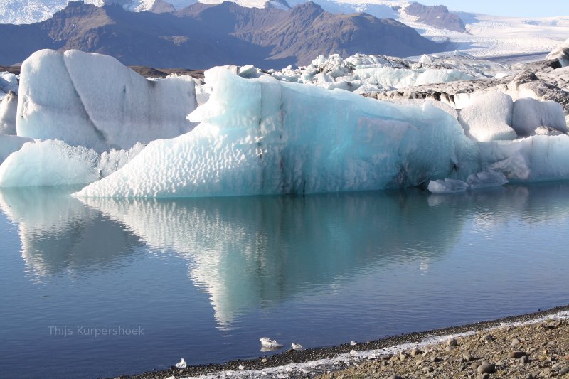 Blue iceberg and glacier in Iceland.