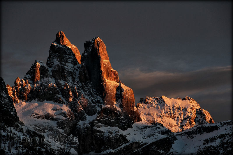 Rocky peaks in an Italian sunset