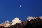 Clouds, Moon, and Rugged Mountains in India