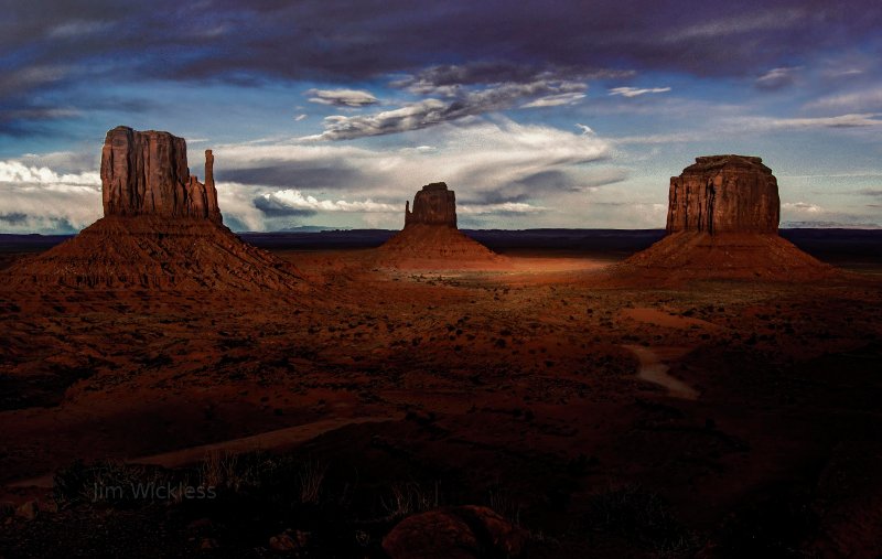 Dramatic Clouds and lighting at Monument Valley