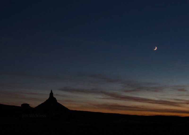 Chimney Rock at Night near Bayard, Nebraska