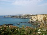 Cliffs and bay near Newquay, Cornwall, England