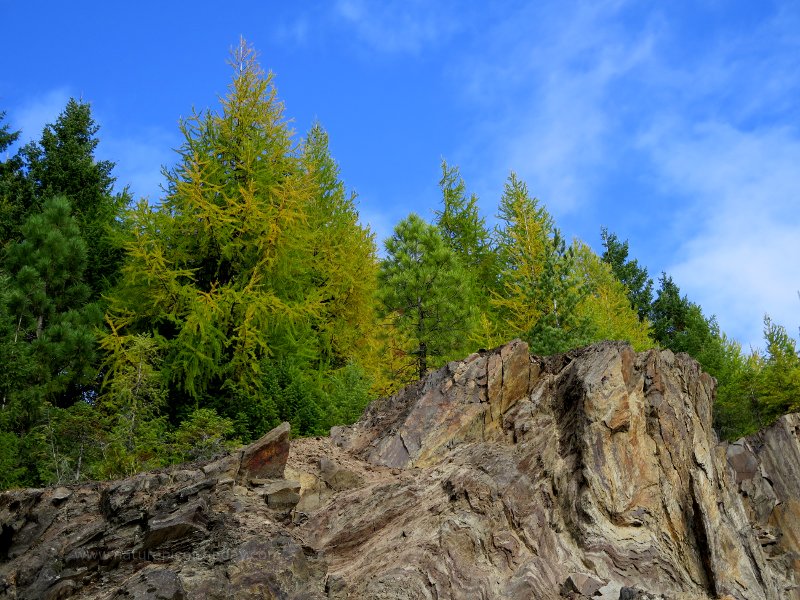 Cliffs, hiking, larch trees