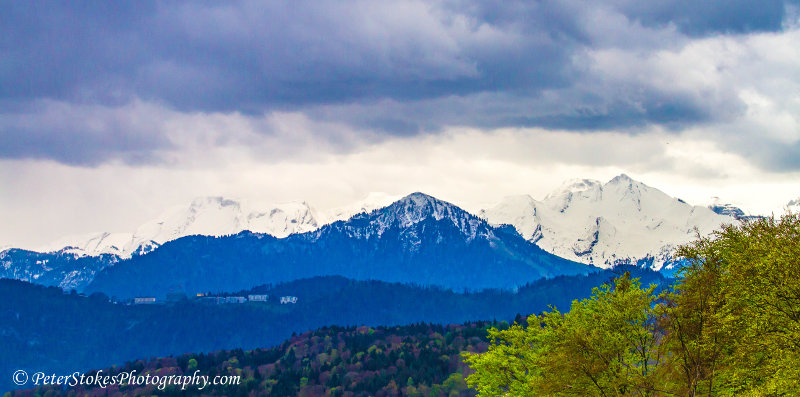 Pilatus mountain range from Lucerne Switzerland
