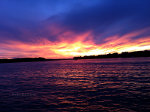 Pink sky over lake in Minnesota