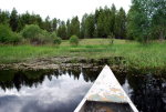 Canoeing in a pond