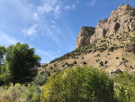 Rocky hillside and mountain top in Wyoming.