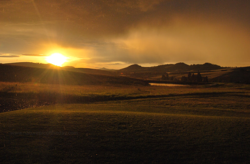 Large Raindrops at sunset