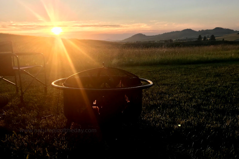 Fire pit at sunset