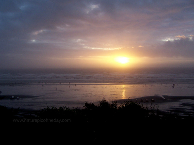 Sunset on Washington state beach