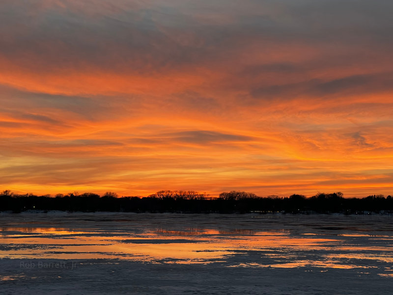 Frozen sunset over a Minnesotan Lake