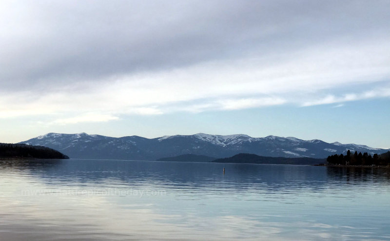 Calm water on Lake Pend Orielle in Northern Idaho