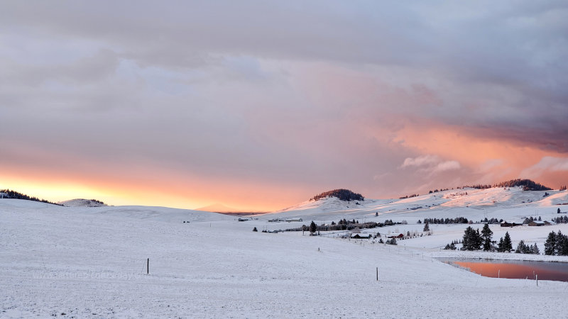 Sunset on the newly fallen snow.