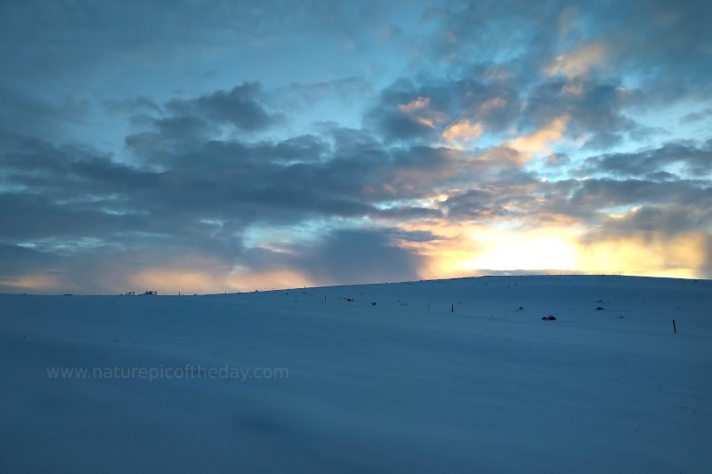 Snowy sunset