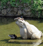 Ducks on a Frog statue