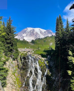 Mount Rainier and a Waterfall