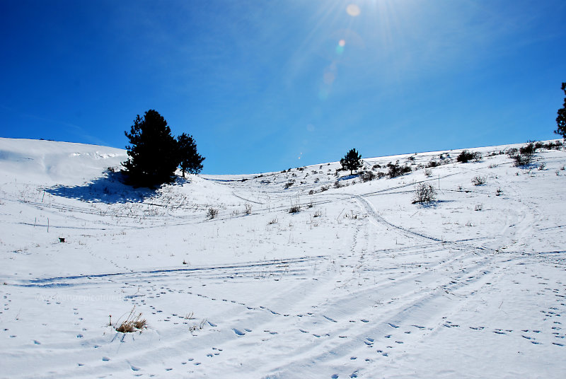 Snow in a chute