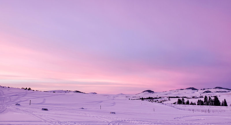 Sunset over a winter landscape