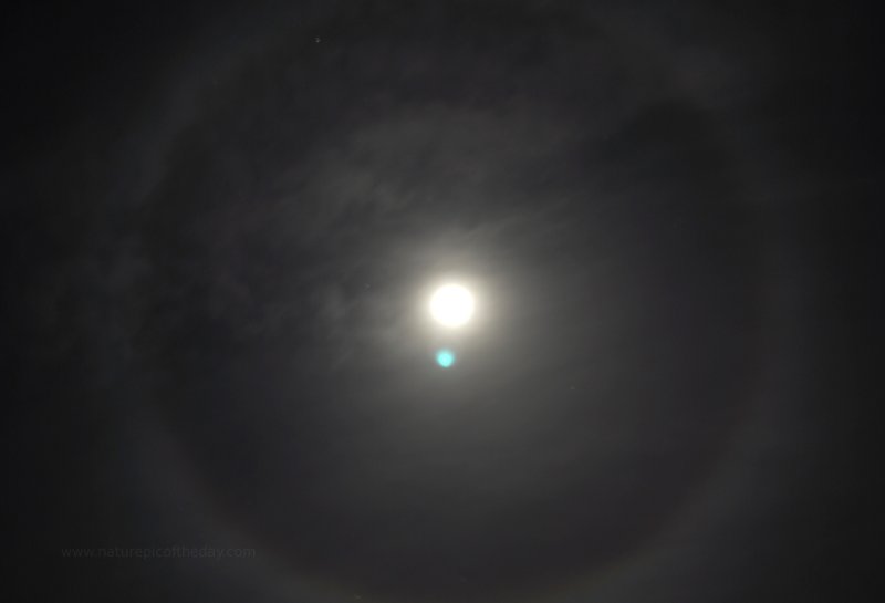 Circular Halo, full moon, blue moon.