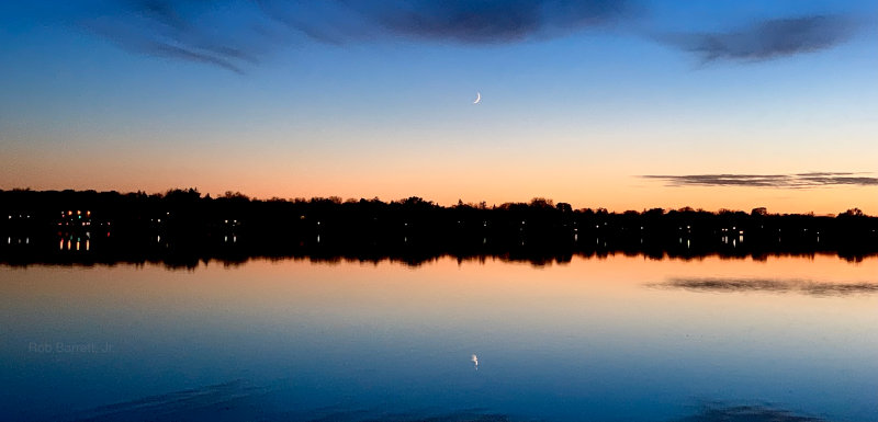 Moon over lake near Minneapolis, Minnesota